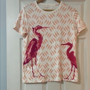 Kim Rogers Kids Heron Print Tee - Pink and Cream